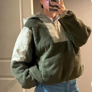 Free People Olive Sherpa Pullover